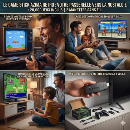 🎮 Azima  retro play – Revivez 2000 Jeux Légendaires+2 manette sans fil offert